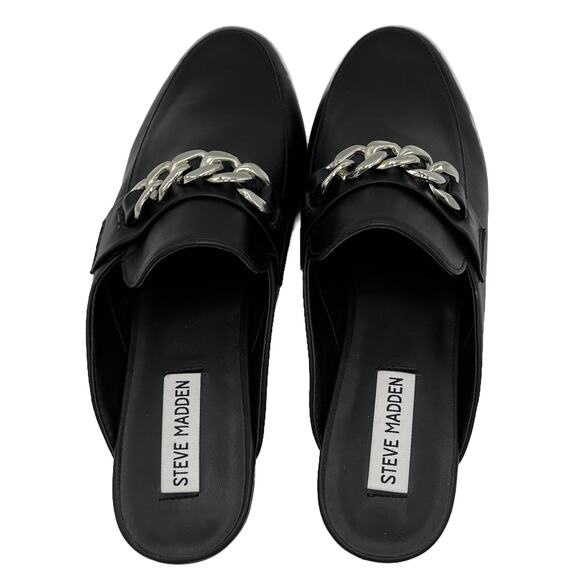 Steve Madden Rally Pointed Mule with Silver Chain in Black Size 9 - Picture 3 of 12